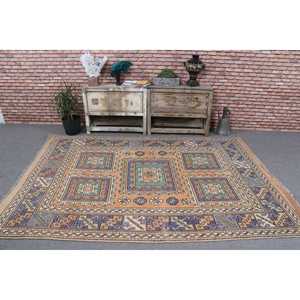 Tapis de 5,7 x 8 pieds, grand tapis vintage, tapis bleu ombré - Product Image 2