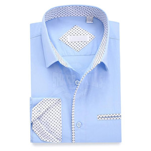 High Quality Breathable Lightweight Men's Dress Shirts 100% Cotton Solid Pattern Knitted Design - Product Image 3