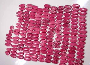 อัญมณีอัญมณีอัญมณีอัญมณีทรงหลังเบี้ยคู่ thulite ธรรมชาติสำหรับทำเครื่องประดับหลวมจากผู้ผลิตในอินเดียใน100% - Product Image 2