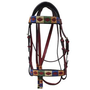 Brida de cuero de Polo argentino hecha a mano de alta calidad, cómoda, duradera, colorida, tejida a mano, patrón de Polo, caballos ecuestres - Product Image 4