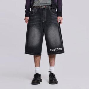 Trendy High Quality Men's Baggy Denim <b>Shorts</b> Fashionable Washed Summer Half Pant Custom Color Wash Blank Heavy Jeans for Big <b>Boy</b> - Product Image 2
