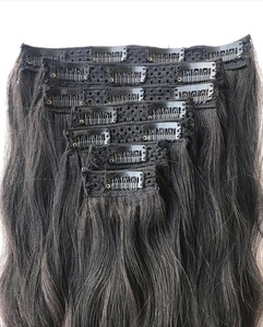 Meilleure qualité 7 pièces ensemble naturel ondulé doux non traité Clip-in Extensions de cheveux humains en gros trame faite à la machine temple indien - Product Image 6