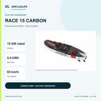 Planche de surf électrique UNPLUGLIFE RACE 15 CARBON, 15 kW, en fibre de carbone, avec batterie de 5,4 kWh