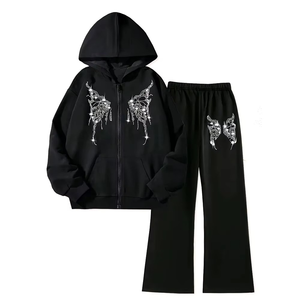 Custom Logo 100% Cotton Breathable Rhinestone Tracksuits For Men Warm Winter Wear Rhinestone Tracksuit - Product Image 1
