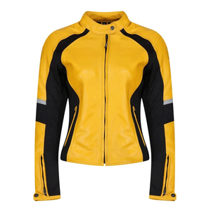 Veste de moto en cuir de vachette véritable pour homme Protections blindées CE Veste de moto jaune/noir pour homme - Product Image 1
