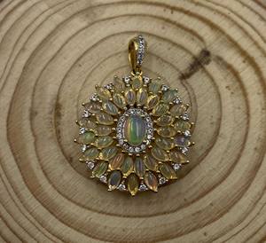 Colgante de circón de ópalo Natural de plata 925, collar curativo de ópalo de fuego múltiple, joyería de circón de ópalo Natural con colgantes de abalorios - Product Image 2