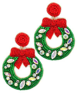 Pendientes de Moda con Diseños Festivos Personalizables, Hechos a Mano con Cuentas de Semillas Navideñas y Bordados, Joyería Navideña para Mujer - Product Image 2