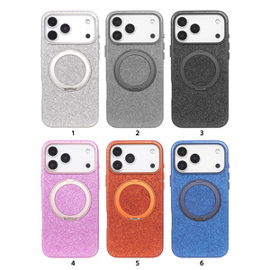 เคสโทรศัพท์หนัง PU สีเงินวิบวับ พร้อมแม่เหล็กและขาตั้งหมุนได้ 360 องศา สำหรับ iPhone 15 16 17 18 Pro Max - Product Image 6