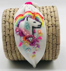 Unicorn All-Hand Beaded Hairbands <b>for</b> Girls Easy-to-Wear Soft Cushioned <b>Headbands</b> with Cute Embroidered Design - Product Image 1
