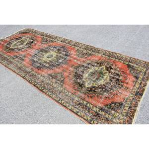 พรมขนแกะตุรกีสีแดงวินเทจขนาด48x119ฟุตสไตล์ดั้งเดิมงานเย็บปะลวดลายสีเบจเน้นความหนา10มม. สำหรับพื้นที่ขนาดใหญ่ - Product Image 4