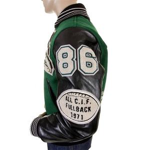 Leather Sleeve Chenille <b>Patches</b> Embroidery Logo Stand Breathable Varsity <b>Jacket</b> OEM Custom Wool School College Baseball Winter - Product Image 3