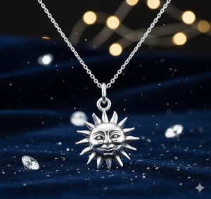 Collier pendentif soleil en argent massif 925 de haute qualité avec chaîne gourmette 16-30 pouces certifiée IGI pour cadeau de mariage - Product Image 4