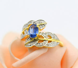 แหวนเงินแท้ 925 ชุบทอง ประดับด้วยไคยาไนต์สีน้ำเงินธรรมชาติ ดีไซน์เรียบง่าย เหมาะสำหรับเป็นของขวัญวันครบรอบ - Product Image 6