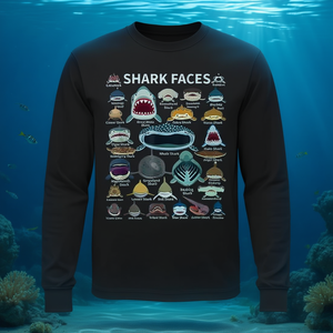 Camiseta de manga larga con diseños de boca de tiburón para amantes del océano - Product Image 3