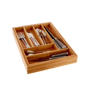 Juego personalizado de acero inoxidable superior, cuchara, tenedor, caja de cubiertos, organizador de palillos de bambú con bandeja de bambú para Cocina - Product Image 6