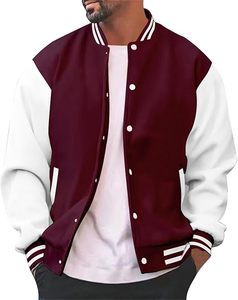top quality Mens Casual Varsity Jacket Slim Fit Cotton Letterman Baseball Bomber Classic College Jacket - Product Image 1