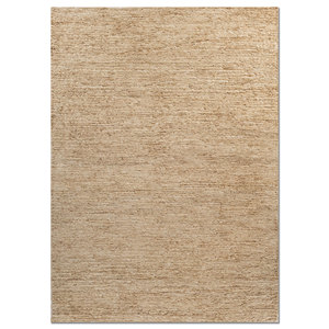 พรมปูพื้นสีเบจและสีน้ำตาลทำมือจากเส้นใยปอกระเจาและป่าน รุ่น Nomadic Threads ลายทอเรียบ PKJT-160 สำหรับตกแต่งห้องนั่งเล่นในบ้าน - Product Image 1