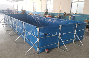 도매 양식 물고기 부화장 장비 두꺼운 타포린 라이너와 대용량 사각 아연 도금 강철 물 탱크 - Product Image 5