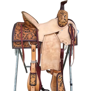 Juego de sillas de montar de cuero genuino de primera calidad, combinación perfecta para carreras de inglés de resistencia occidental para montar a caballo - Product Image 1