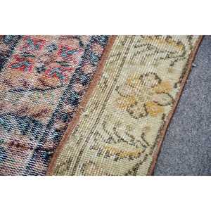 Vintage 3.1x8.9 ft Turkish Rug <b>Runner</b> Style Brown <b>Red</b> Patchwork Wool Rug with Latex Backing Eco-Friendly - Product Image 5