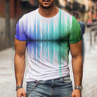 T-shirt décontracté à col rond pour homme, coupe régulière, sublimation, streetwear, séchage rapide, manches courtes, respirant, motif, 100 % coton