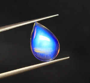 Gemas de cabujón de piedra lunar arcoíris Natural-Piedra lunar arcoíris en forma de PerA-Cabinas lisas llamativas azules Piedra lunar para hacer joyas - Product Image 2