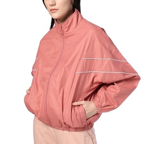 Veste coupe-vent pour femme avec fermeture éclair, couleur personnalisée, avec passepoil et poignets élastiques, vêtement de sport, veste courte en nylon, vente chaude - Product Image 4