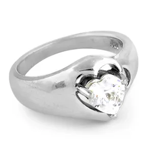 Anillo de Compromiso de Diamantes con Corazón de Plata para Mujer - Product Image 2