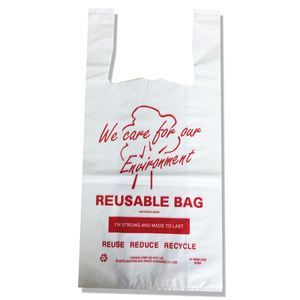 Sacs en T-shirt, sacs de courses en plastique recyclables et durables, pour la vente au détail, les supermarchés, les épiceries, pour la maison, le bureau, logo personnalisé, HDPE, grand format - Product Image 4