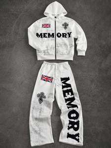 Manfinity เสื้อสเวตเตอร์มีฮู้ดสำหรับทั้งชายและหญิง, กางเกงแนวสตรีท Y2K ธงอังกฤษแบบลำลอง - Product Image 2