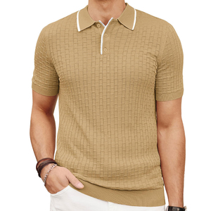 Tricoté solide 2025 polos pour hommes contraste chaîne coton polos pour hommes Slim Fit respirant polos pour hommes - Product Image 3