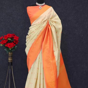 ชุดปาร์ตี้เจ้าสาวแบบคลาสสิกชุดส่าหรีผ้าไหมผ้าคอตตอนพร้อมเสื้อสุดพิเศษชุดอินเดียสำหรับงานแต่งงานเทศกาลชาติพันธุ์สำหรับผู้หญิงสาวอินเทรนด์ส่าหรี - Product Image 1