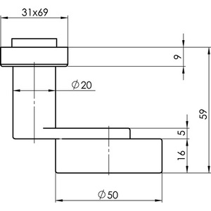 Poignée de porte profilée droite OGRO 3020A/6620 ER en acier inoxydable fixe pour ensembles et accessoires de cheminée - Product Image 3