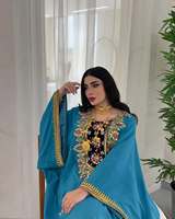 Kaftan Abaya pour femmes musulmanes arabes adultes - Tissu Georgette, design perlé à la main et pailleté, grande taille, léger, manches longues, coupe haute
