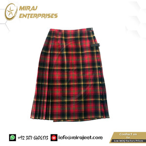 Kilted สุภาพสตรี Highland สก็อตแลนด์แบบดั้งเดิม Tartan Kilt ที่กําหนดเองใหม่กระโปรงกระโปรงผู้หญิง Tartan ลายสก๊อตสีแดงจีบ - Product Image 3