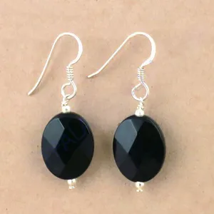 Pendientes de Plata 925 con Ónice Negro, Estilo Vintage para Uso Diario, Joyería de Latón con Forma de Número para Mujer - Product Image 1