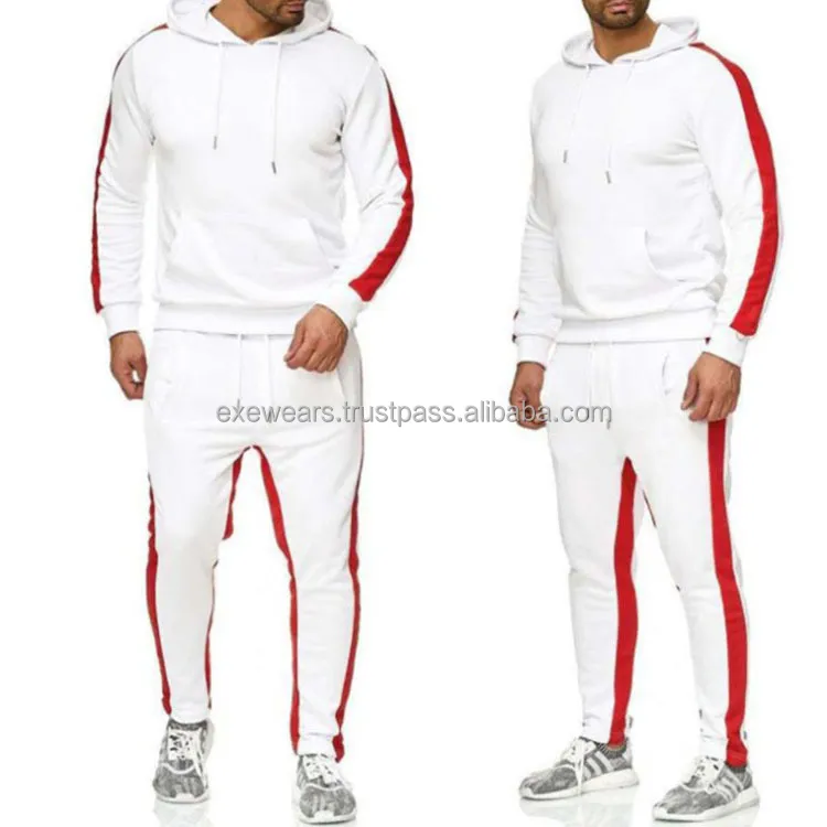 卸売空白のトラックスーツsweatsuitsデザインあなた自身のジョギング男性ジョガースウェットスーツサイドストライプ製