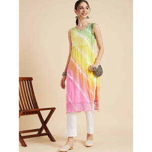 Kurta Recta sin Mangas con Diseño Tie-Dye, Blusa Modesta - Product Image 2