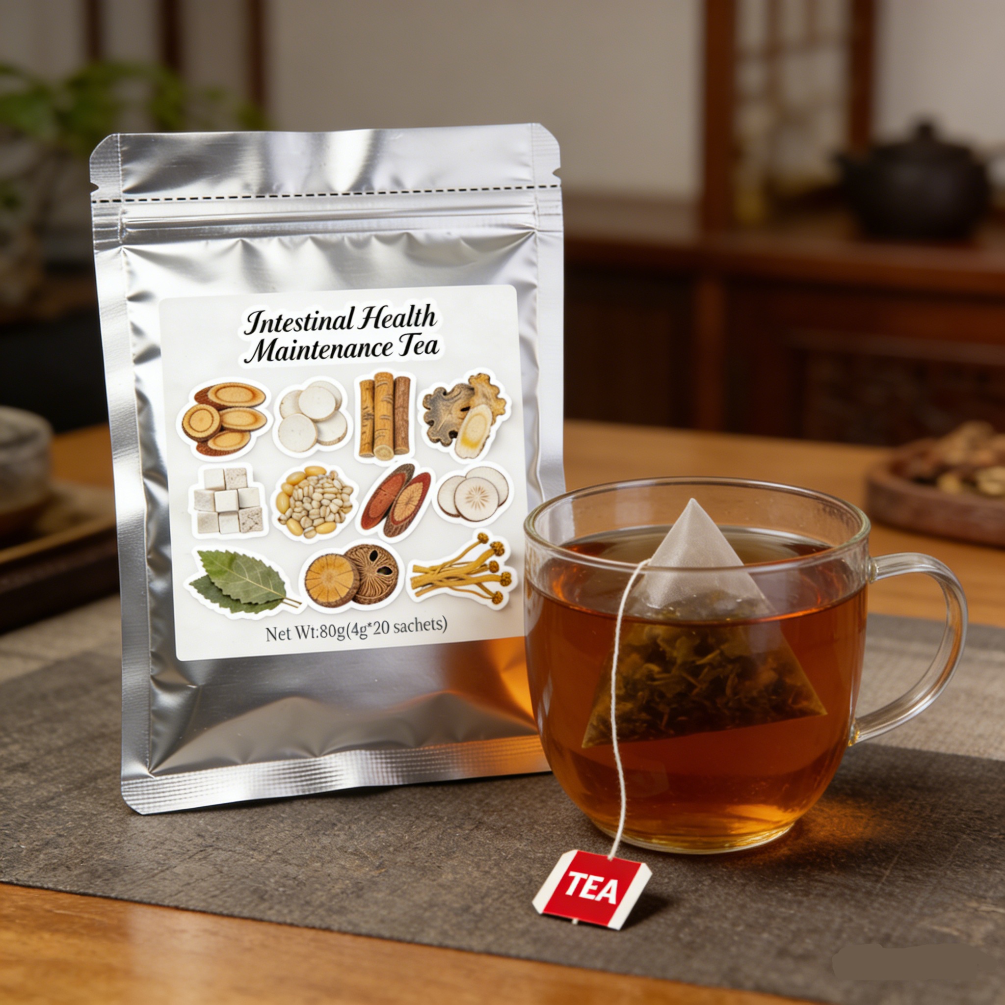 Chinese Factory Supplies Fermented New 4 Grams * 20 Bags Anti Diarrhea & Slimming Intestinal Health Tea in Bulk Box