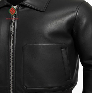 Blouson aviateur en cuir synthétique noir A-2 pour homme, fait main |   Style vintage aviateur et décontracté d'hiver |   Offrez-lui un cadeau - Product Image 4