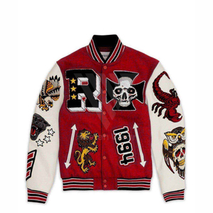 Venta al por mayor de alta calidad Varsity Jacket Men Chenille bordado mangas de cuero personalizado béisbol Letterman Varsity Jacket - Product Image 3