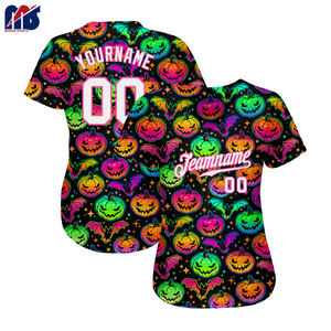 Hallewon calavera estilo Unisex 100% poliéster béisbol Softball Jersey cómodo logotipo personalizado deporte uniforme secado rápido transpirable - Product Image 2