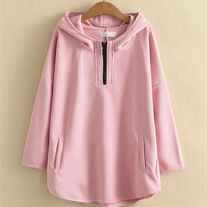 Sudaderas con capucha lisas informales 2025 para mujer, sudaderas con cremallera y hombros caídos personalizadas de primera calidad, nuevo jersey transpirable de algodón 100% - Product Image 1