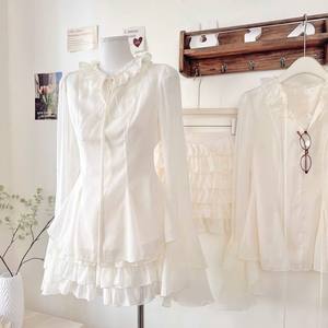 Blusa de Gasa Personalizada para Mujer, Manga Larga, con Peplum y Dobladillo con Volantes - Product Image 1