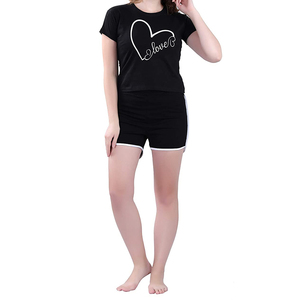 2025 New Fashion Women's Multi-Color Casual Wear Full Sleeve T-Shirt Shorts Set Breathable Windproof 100% Cotton Customized OEM - Product Image 1
