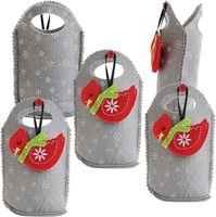 Offre Spéciale Cardinal Ornament Sacs de friandises en feutre de Noël-Lot de 5 sacs-cadeaux avec poignées pour les fêtes de fin d'année