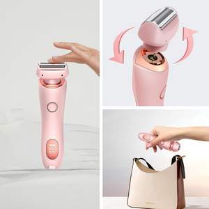 Maquinilla de Afeitar Eléctrica 2 en 1 para Mujer, Húmeda y Seca, con Doble Cuchilla, Resistente al Agua IPX7, para Piernas, Brazos, Axilas, Área del Bikini, Afeitadora Facial Rotatoria de Repuesto - Product Image 2