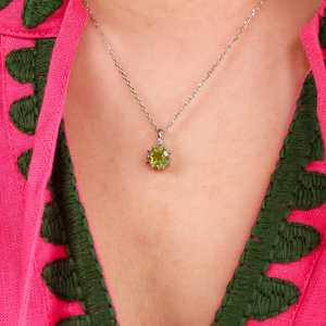 Natural <b>Peridot</b> Star Necklace 925 Sterling Silver 14K Gold Plated Vermeil August Birthstone <b>Pendant</b> Gift - Product Image 1