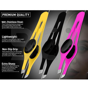 Pince à épiler personnalisée en acier inoxydable 3 pièces, service OEM, durable, antidérapante, à pointe inclinée, pour sourcils, poils du visage et poils incarnés - Product Image 3