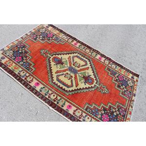 Tapis en laine patchwork rouge vintage du sud-ouest 3,6x5,9 pieds, écologique avec envers en latex - Product Image 4